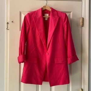 H&M hot pink fitted one button Blazer
